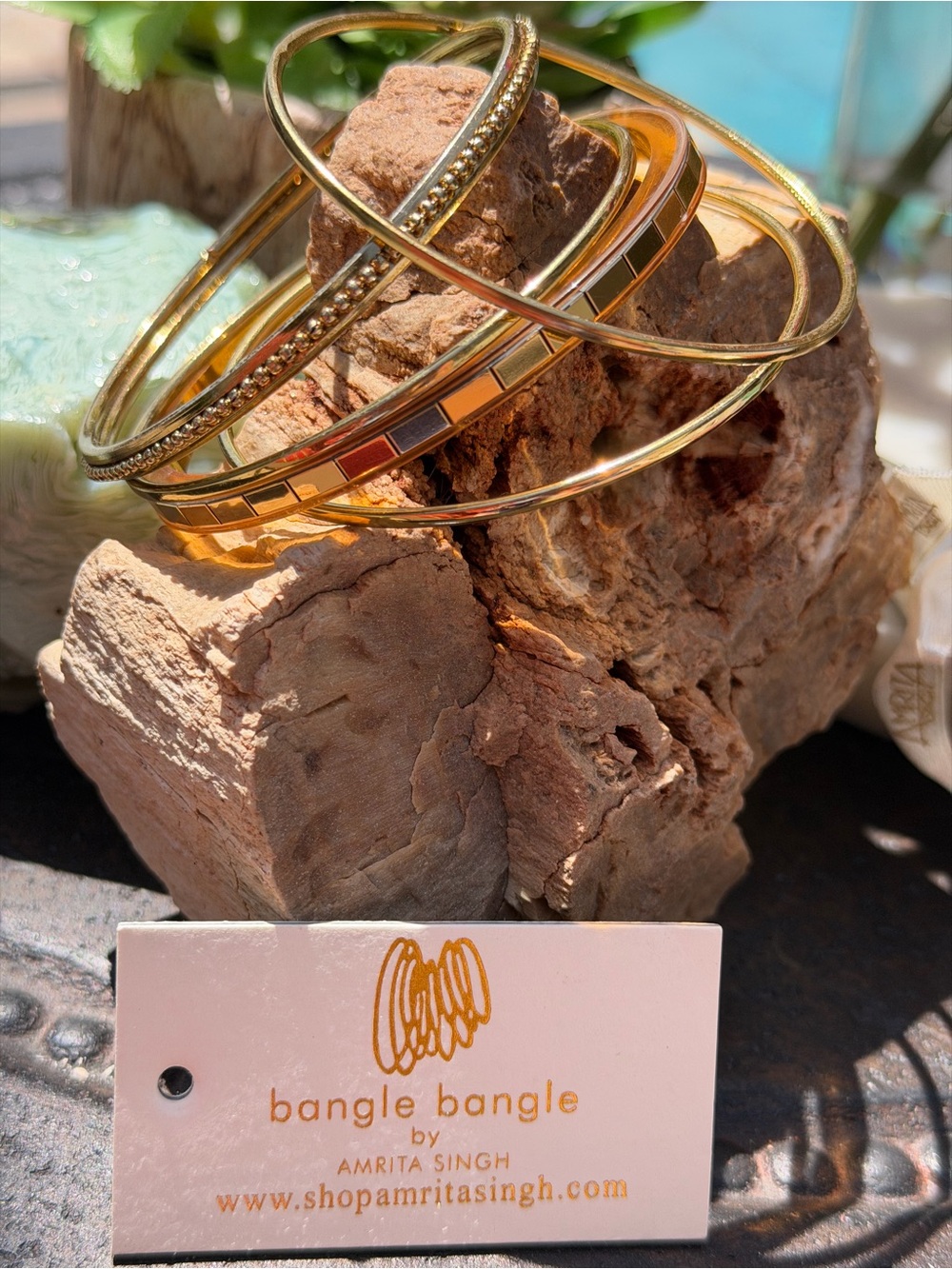 Build A Bracelet Stack -New AMRITA SINGH Bangle Bracelets - 5pc mirrored gold